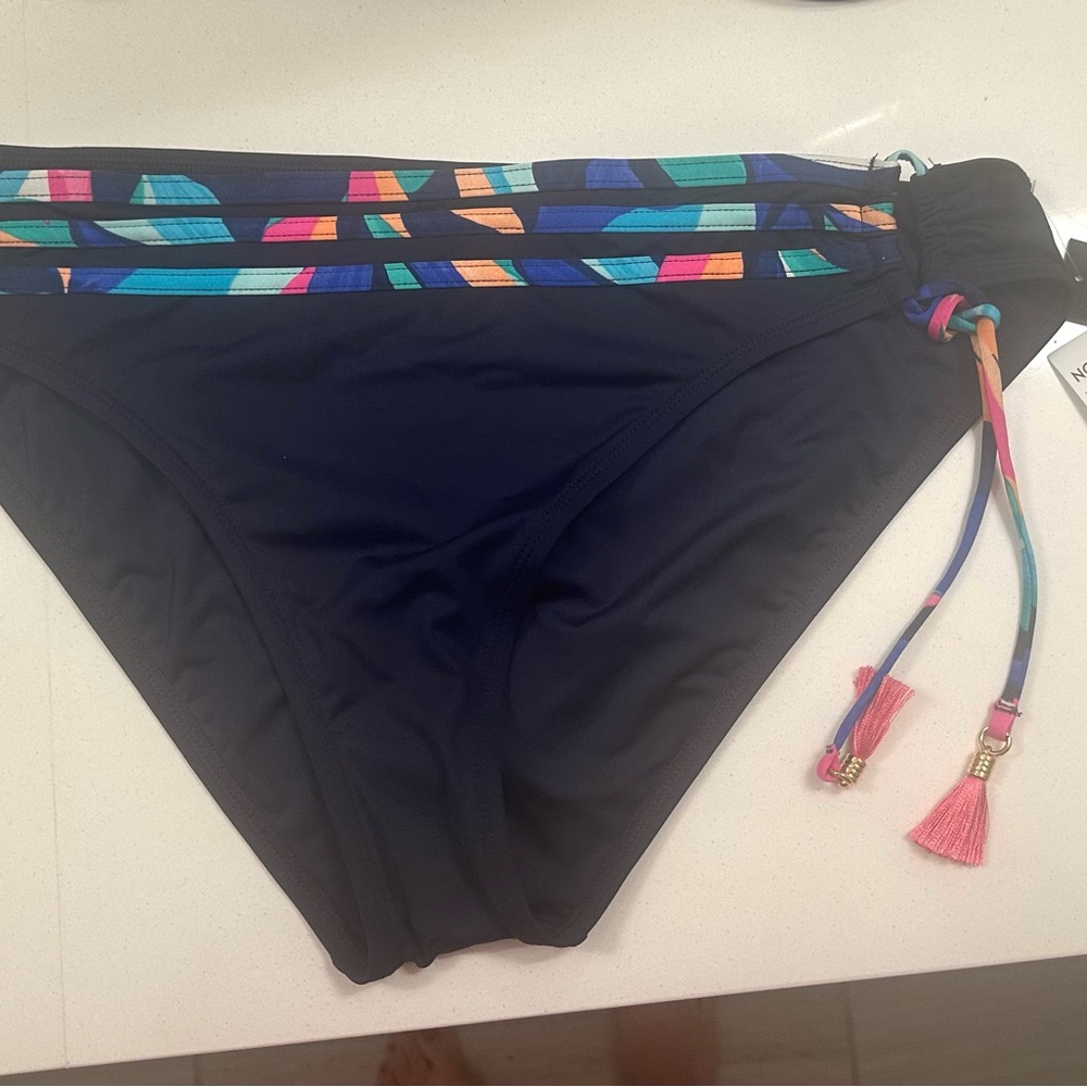 La Blanca Navy and Multicolor Bikini Bottom